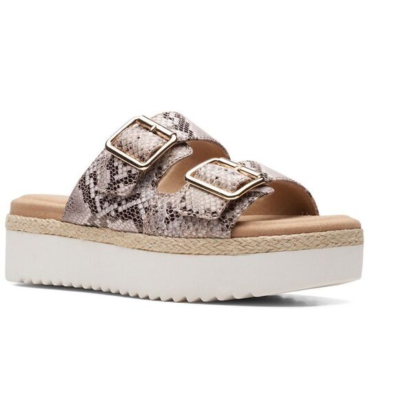 CLARKS Lana Beach Platform Snake Print Sandal Size 9.5 BIN 19